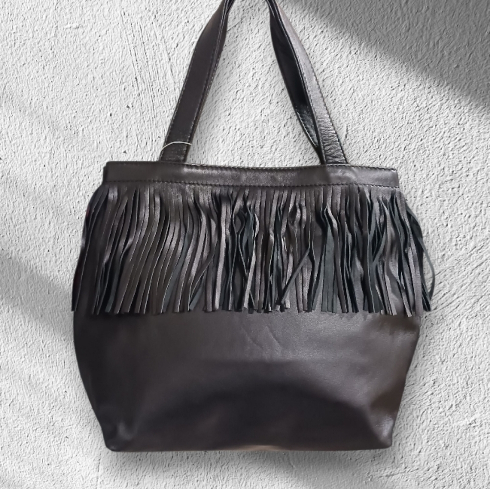 DANIER Fringe Leather Satchel Bag - Picture 3 of 12